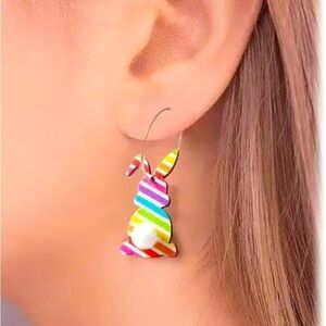 Rainbow Easter Bunny Hoop Earrings